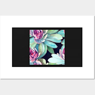 Watercolor succulent pattern Posters and Art